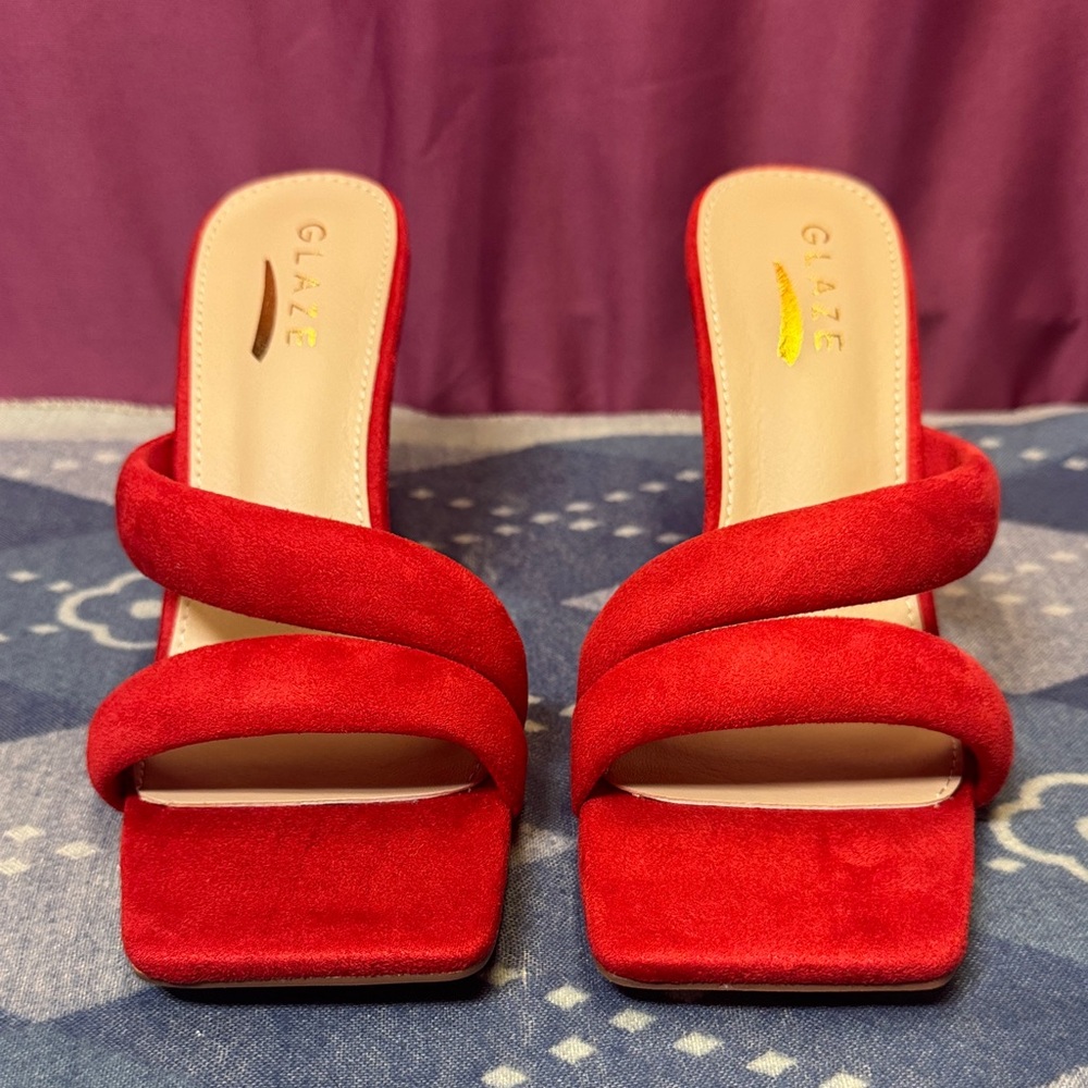 Glaze Scarlet Strappy Heels